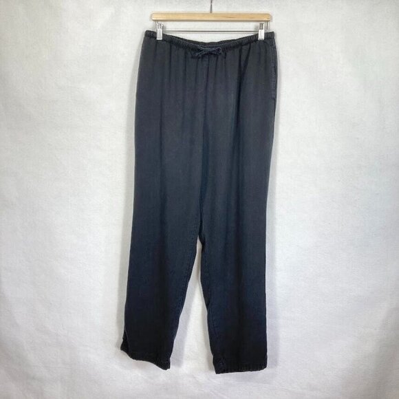 Nordstrom Pull On Lyocell Elastic High Waisted Straight Leg Pants L Black - Picture 1 of 6